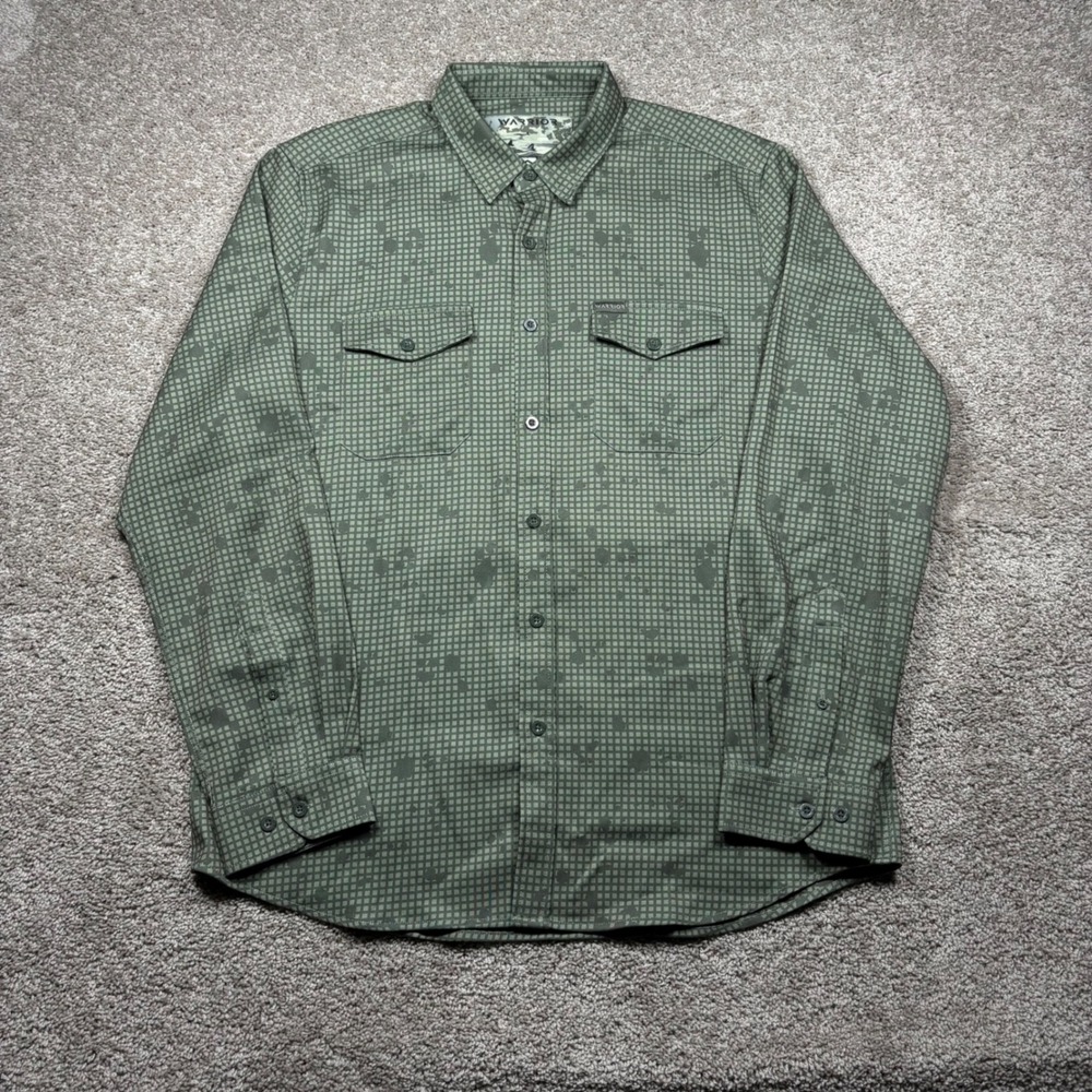 Warrior Desert Night Grid Camo Tactical Shirt Mens Large Green Long Sleeve